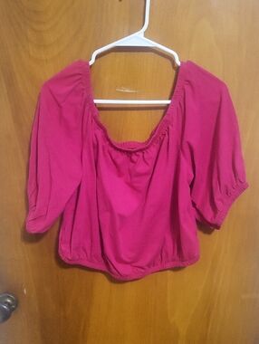 Old Navy Hot Pink Off-Shoulder Blouse